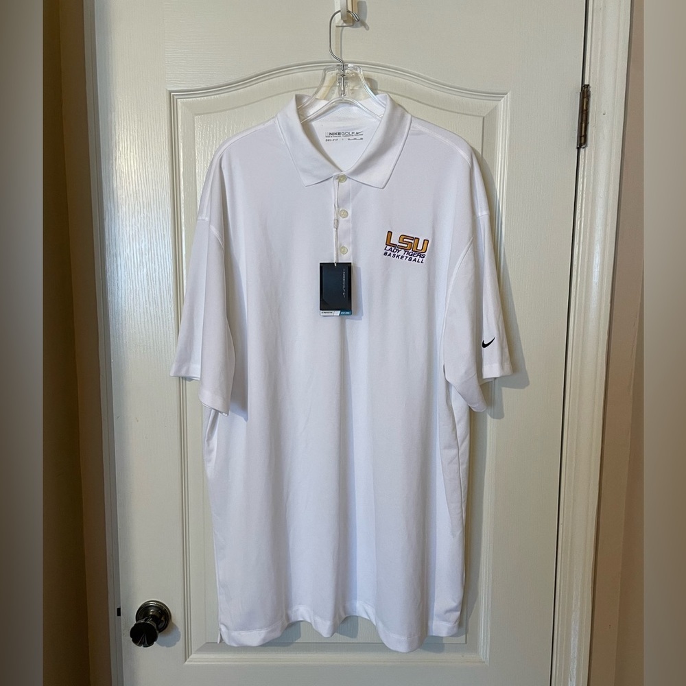 Nike Dri-FIT White LSU Lady Tigers Basketball Golf Polo Shirt Men’s 3X NCAA NWT